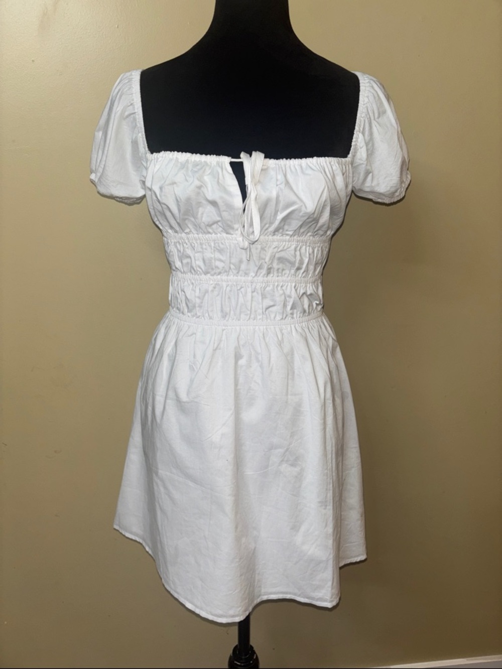 NWT Princess Polly White Puff Sleeve Smocked Mini Dress